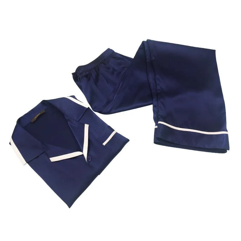 22 Momme Mens Luxury Silk Pyjamas Set Long Sleeves With Wide Clamping Edge Silk Sleepwear