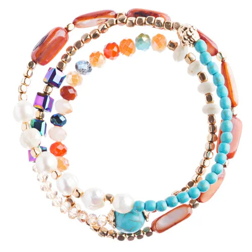 Beautiful Stone Bead Tribal Bohemian Statement Wrap Fashion Bracelet B453 Multi