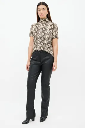 Black Leather Skinny Zip Pant