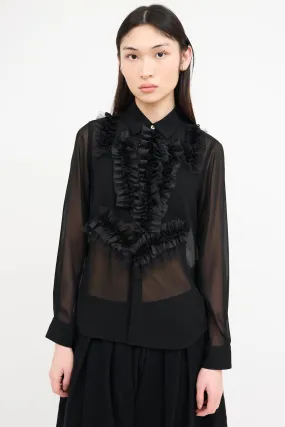 Black Sheer Ruffled Blouse