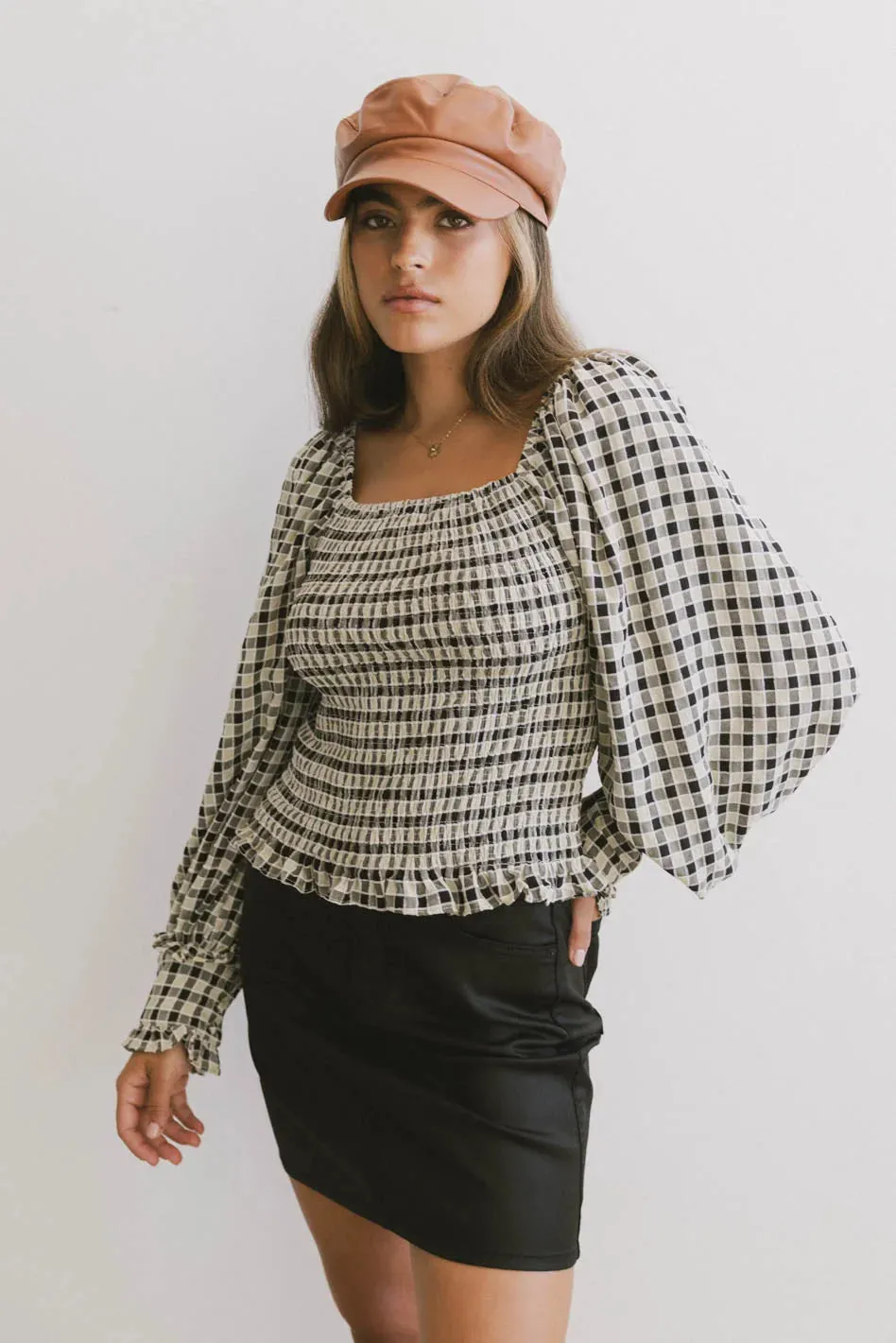 Brinklee Smocked Blouse in Black