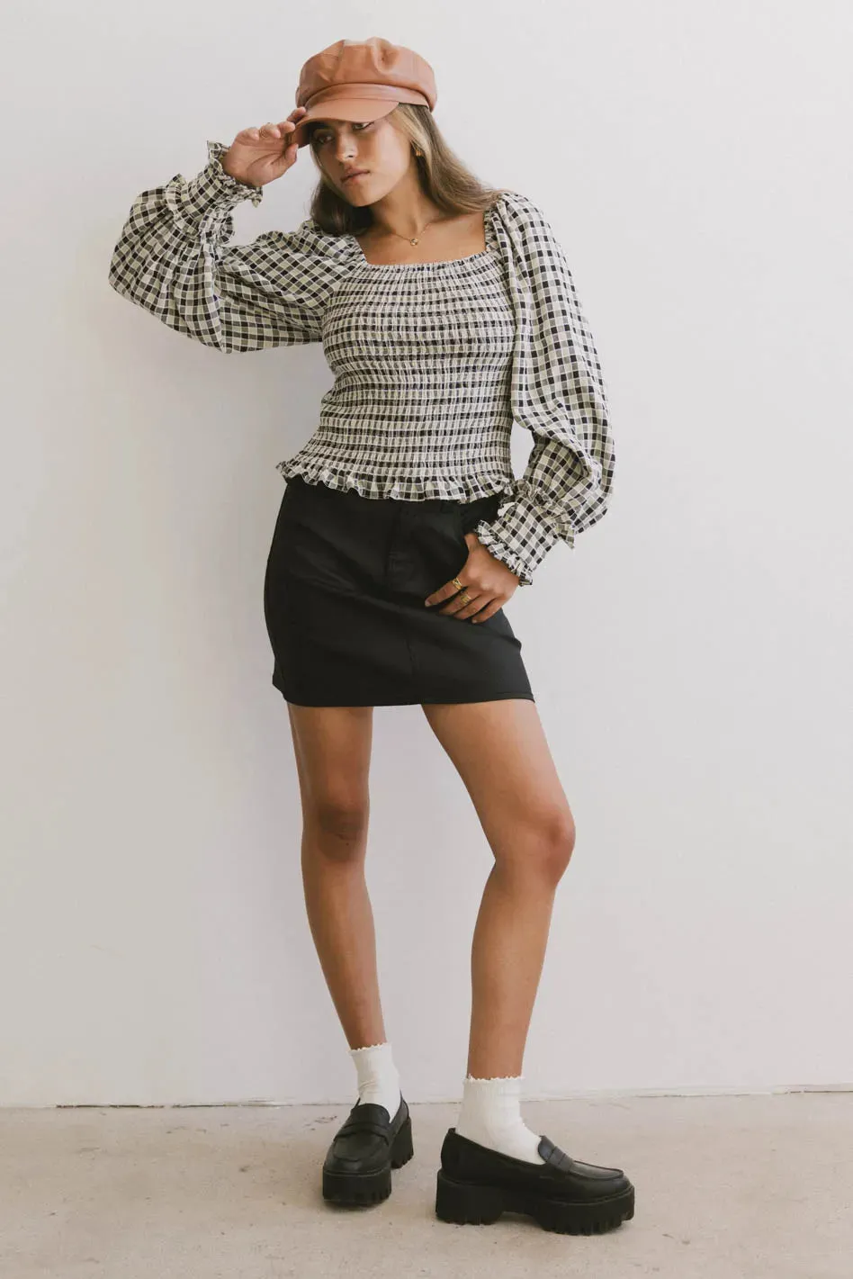 Brinklee Smocked Blouse in Black
