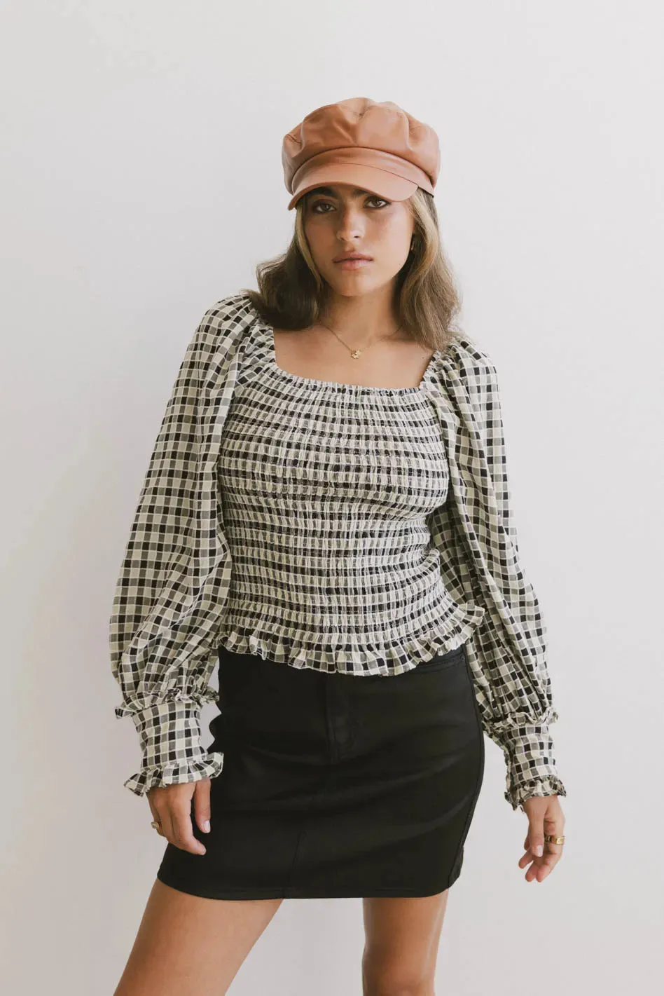 Brinklee Smocked Blouse in Black