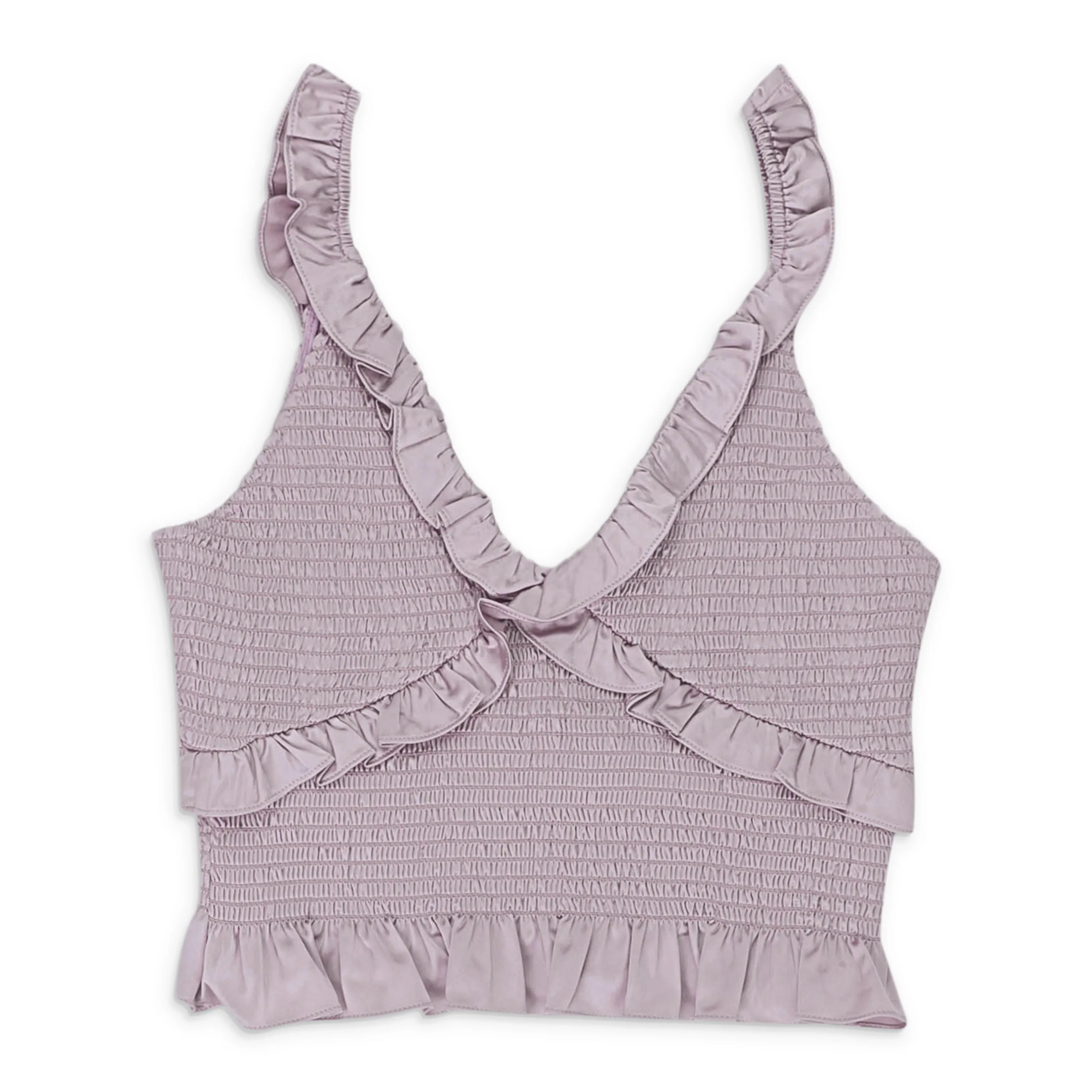 CALLIPYGIAN SATIN SMOCKED LILAC TANK TOP