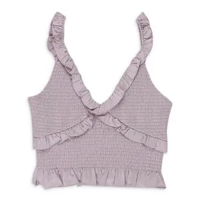 CALLIPYGIAN SATIN SMOCKED LILAC TANK TOP