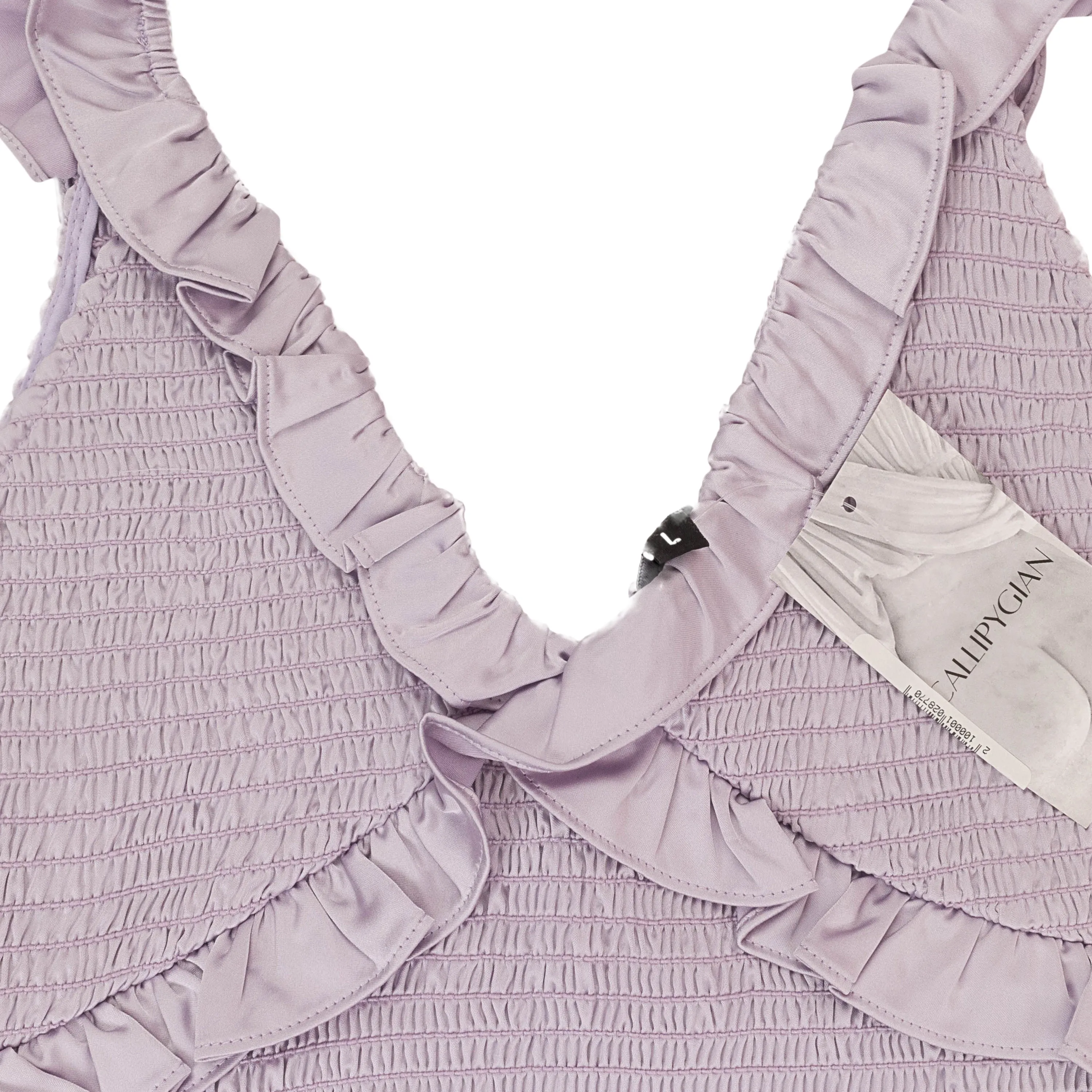 CALLIPYGIAN SATIN SMOCKED LILAC TANK TOP
