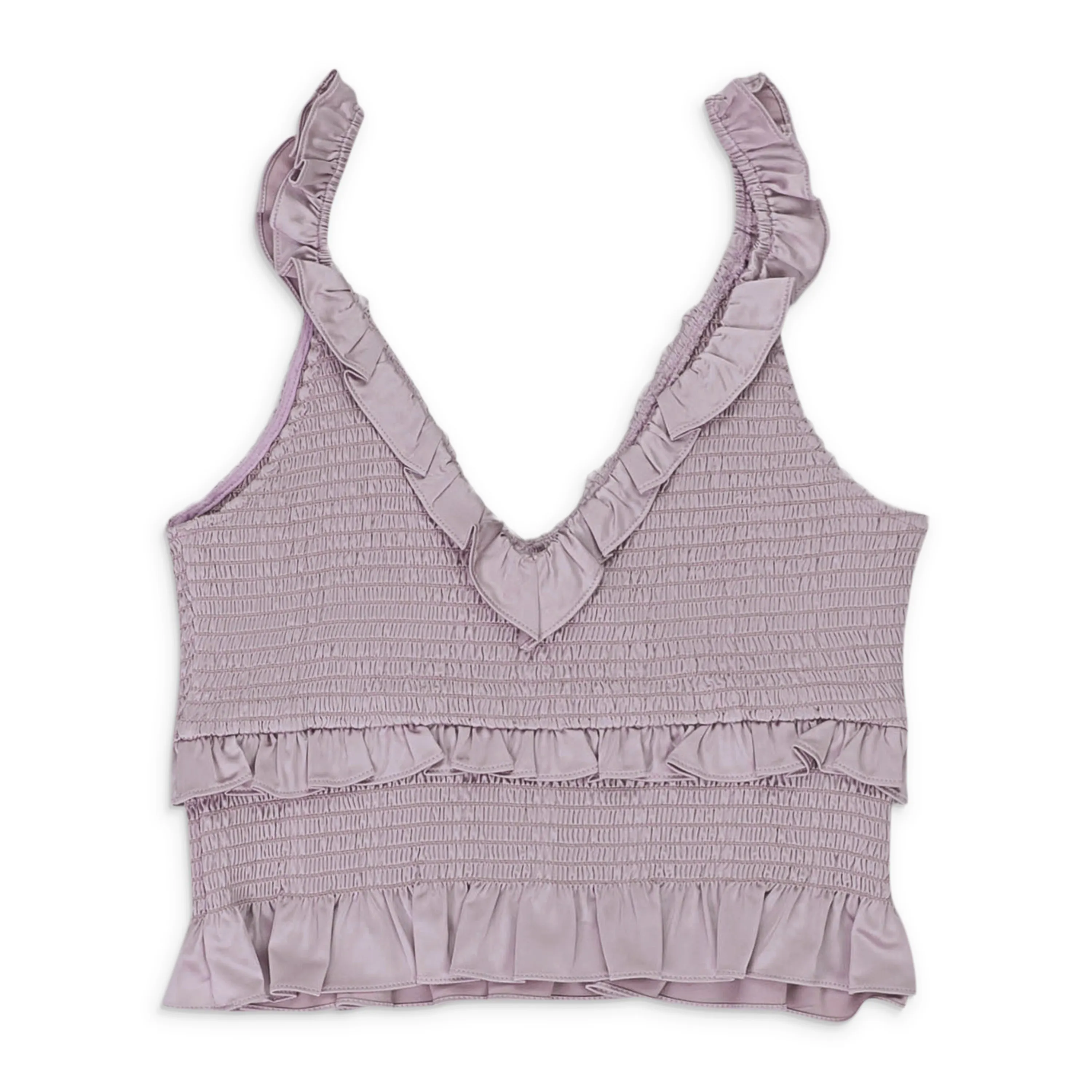 CALLIPYGIAN SATIN SMOCKED LILAC TANK TOP
