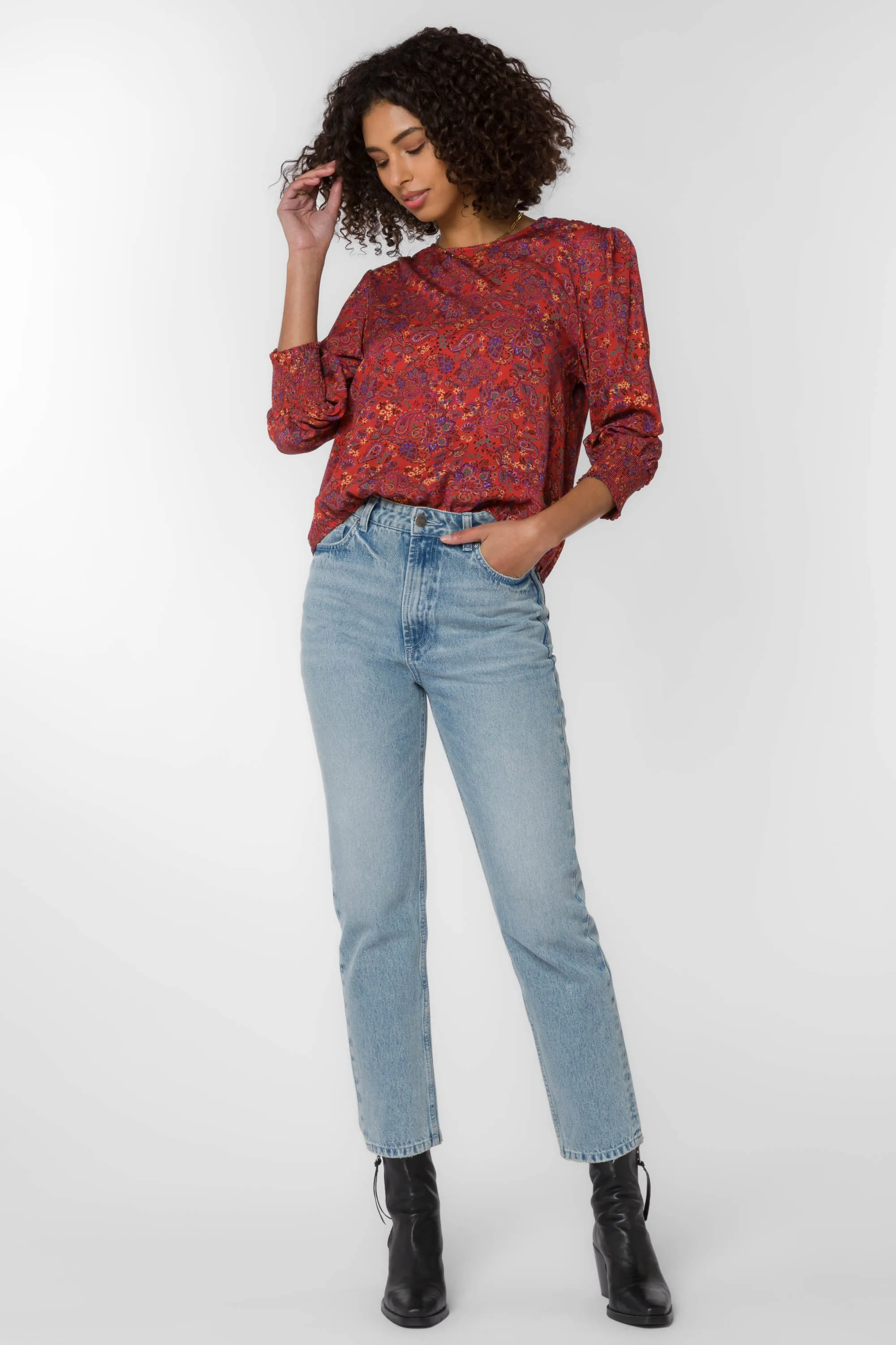 Clemence Rust Paisley Top