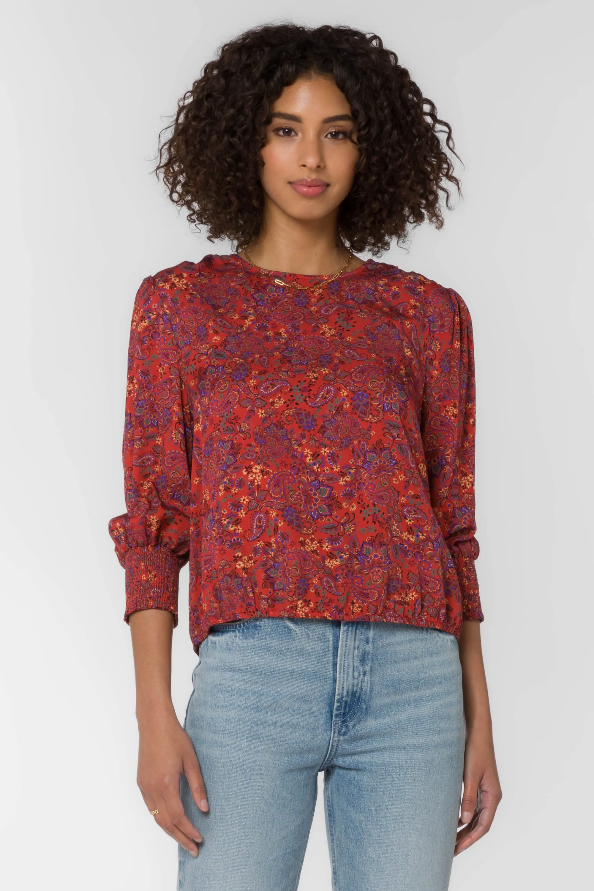 Clemence Rust Paisley Top