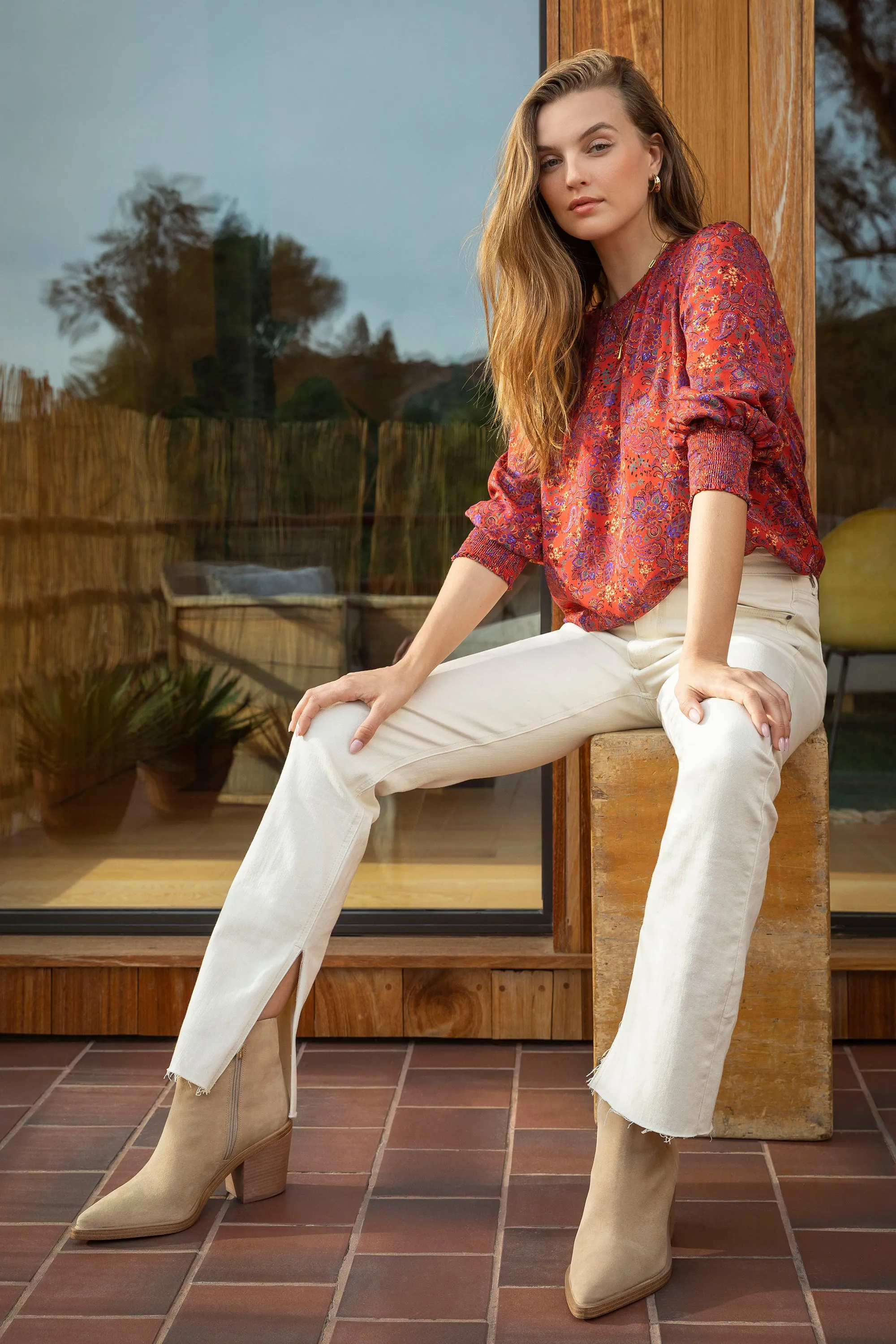 Clemence Rust Paisley Top