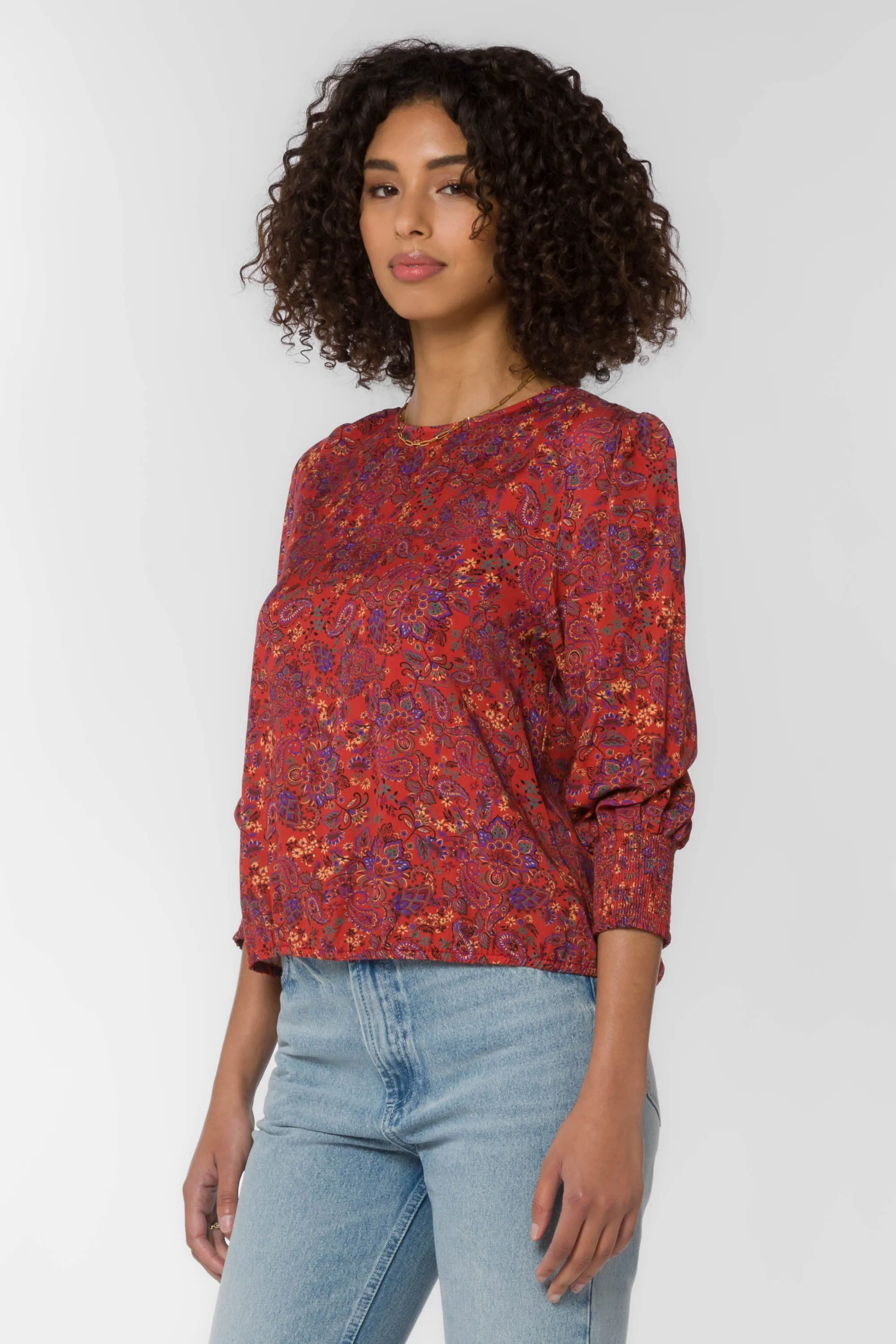 Clemence Rust Paisley Top