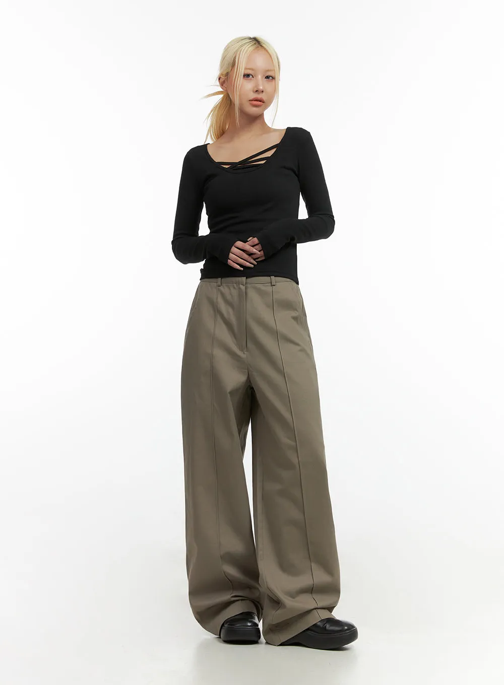 Cotton Wide-Fit Trousers CO414