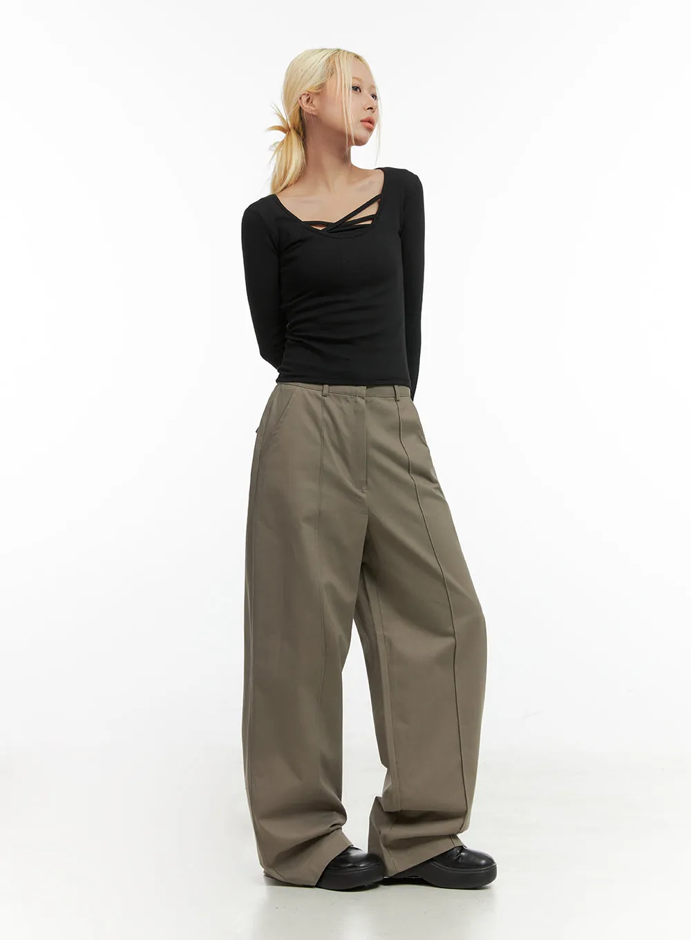 Cotton Wide-Fit Trousers CO414