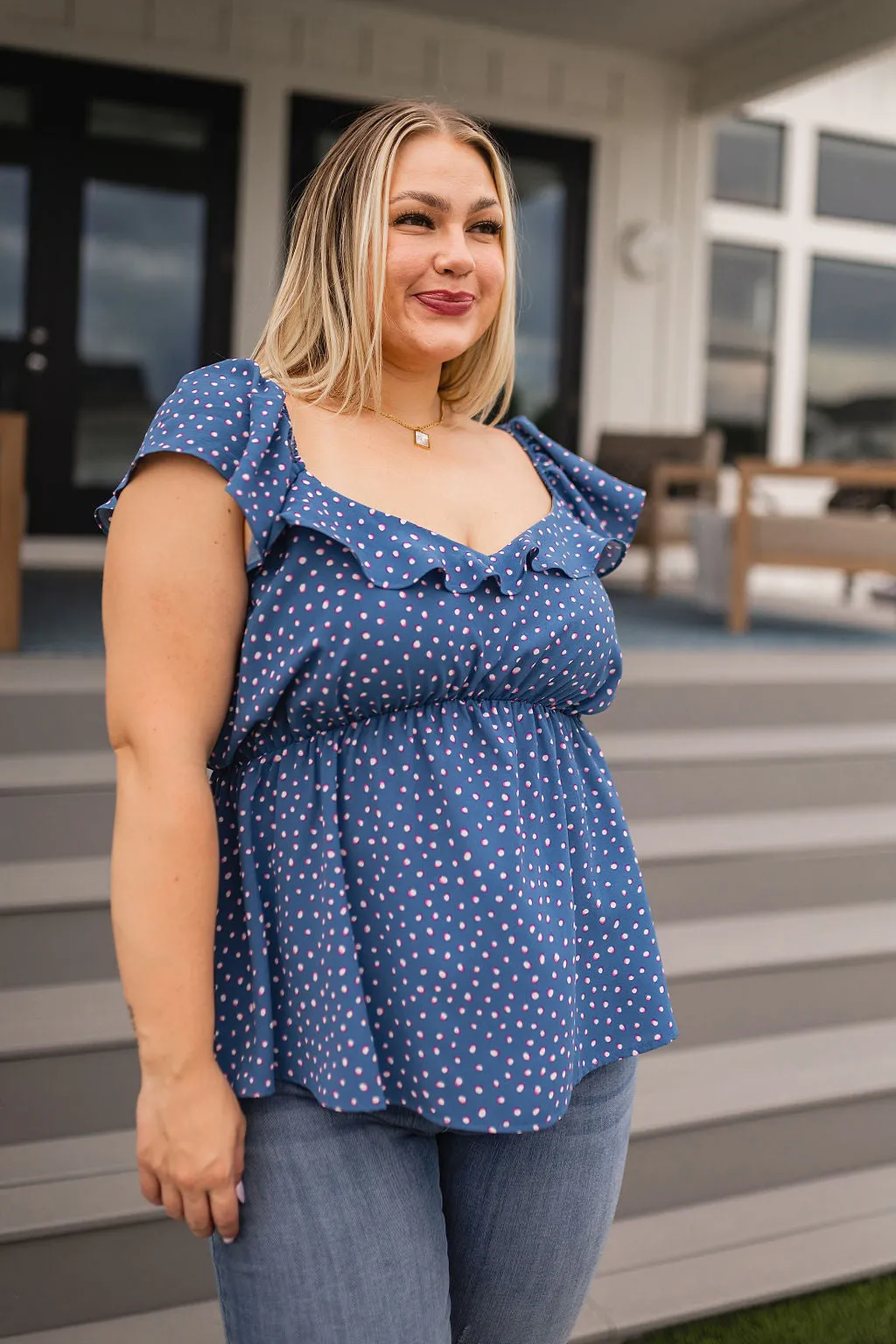 Dot Ruffled Blouse