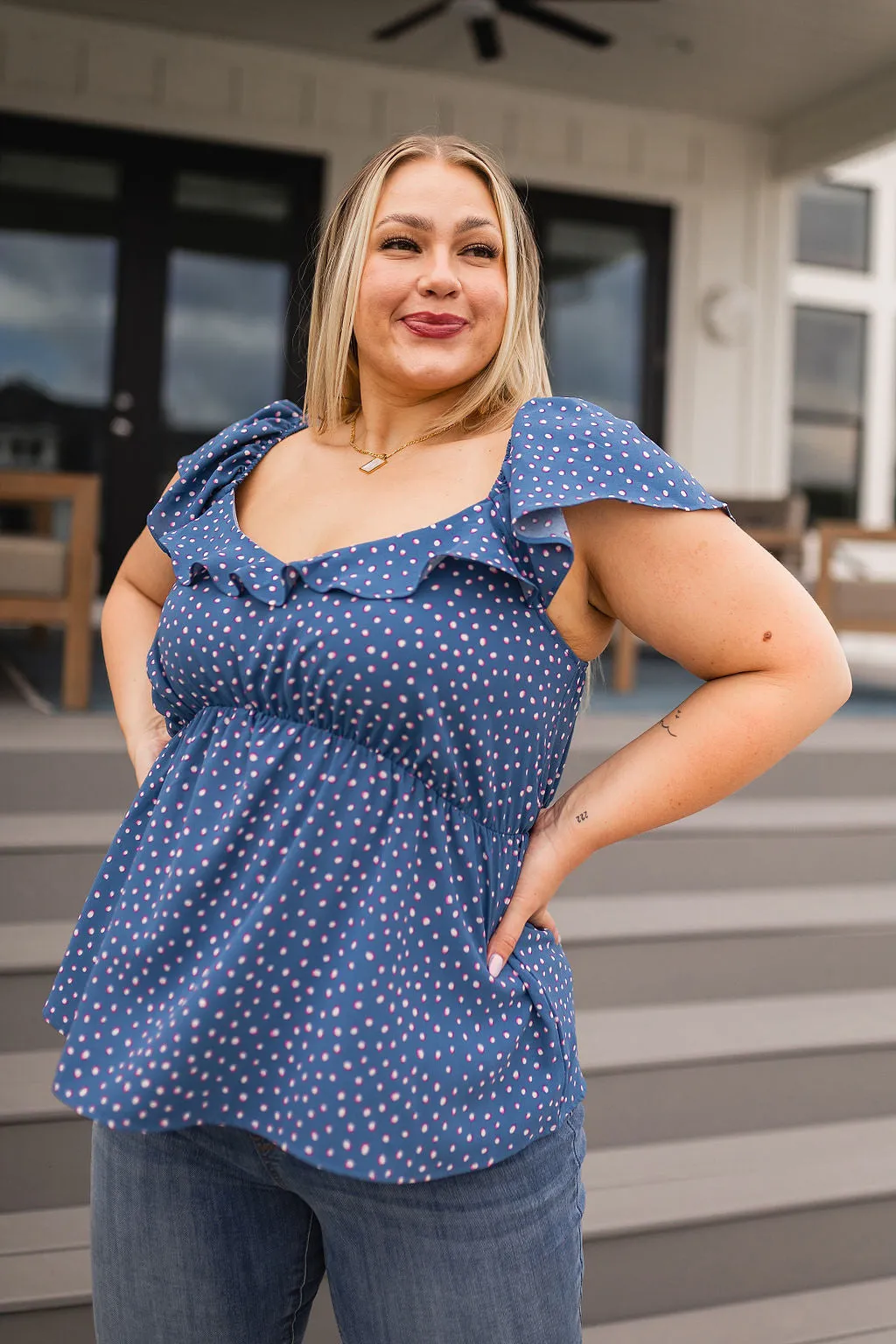 Dot Ruffled Blouse
