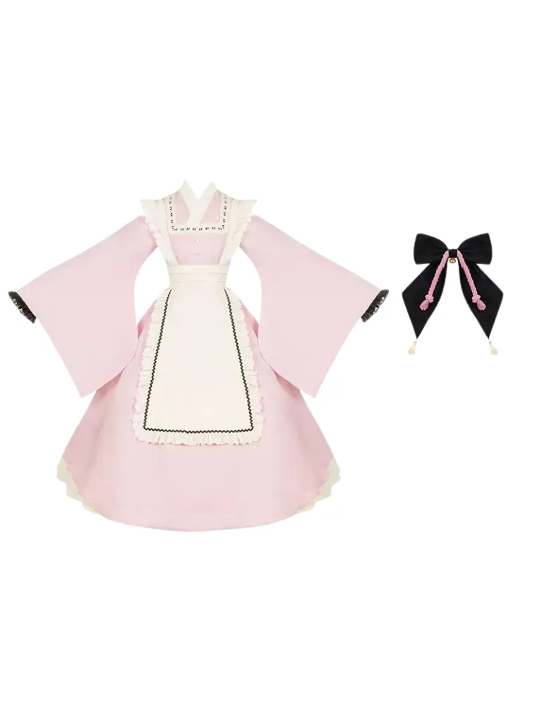 Dress Bow Maid Retro Ruffled Big