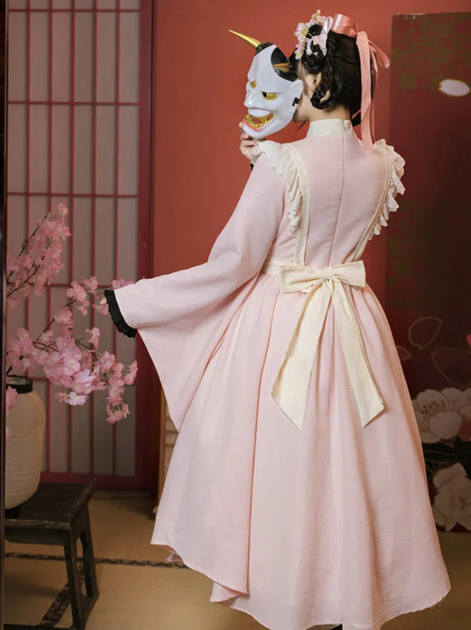 Dress Bow Maid Retro Ruffled Big