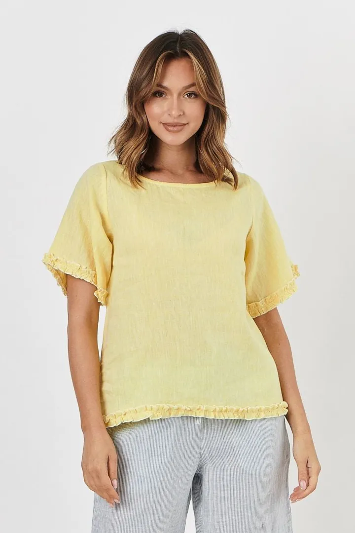 GA312 Linen Top in Zest