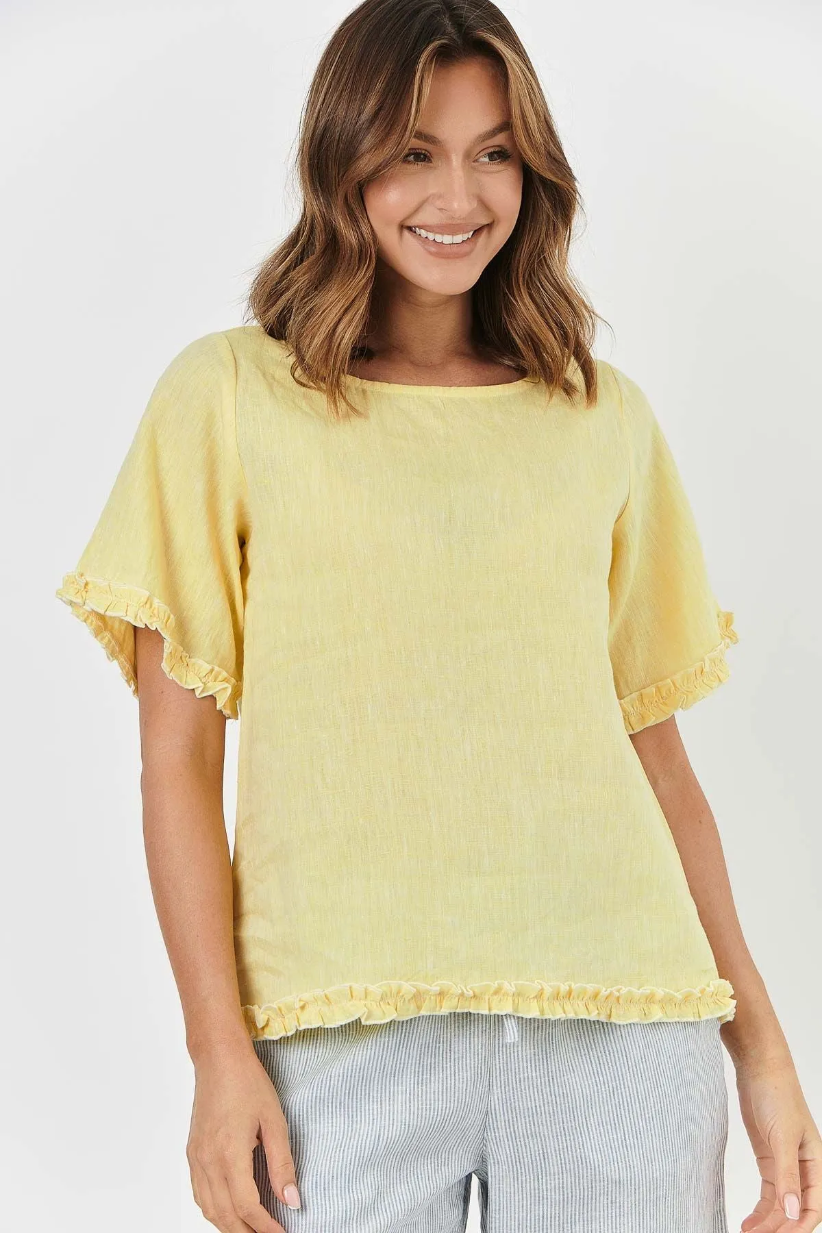 GA312 Linen Top in Zest