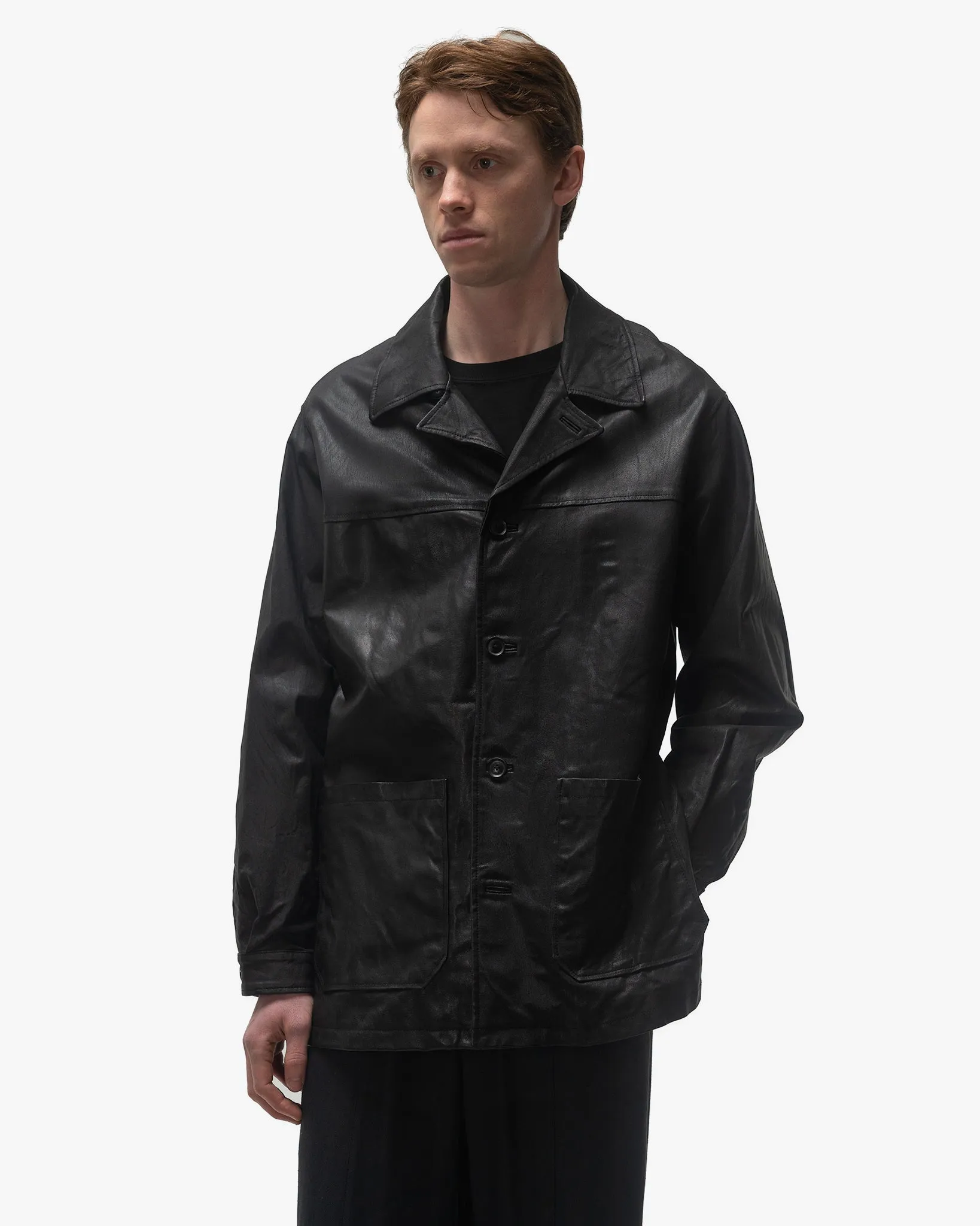 Goat Leather Car Coat Black
