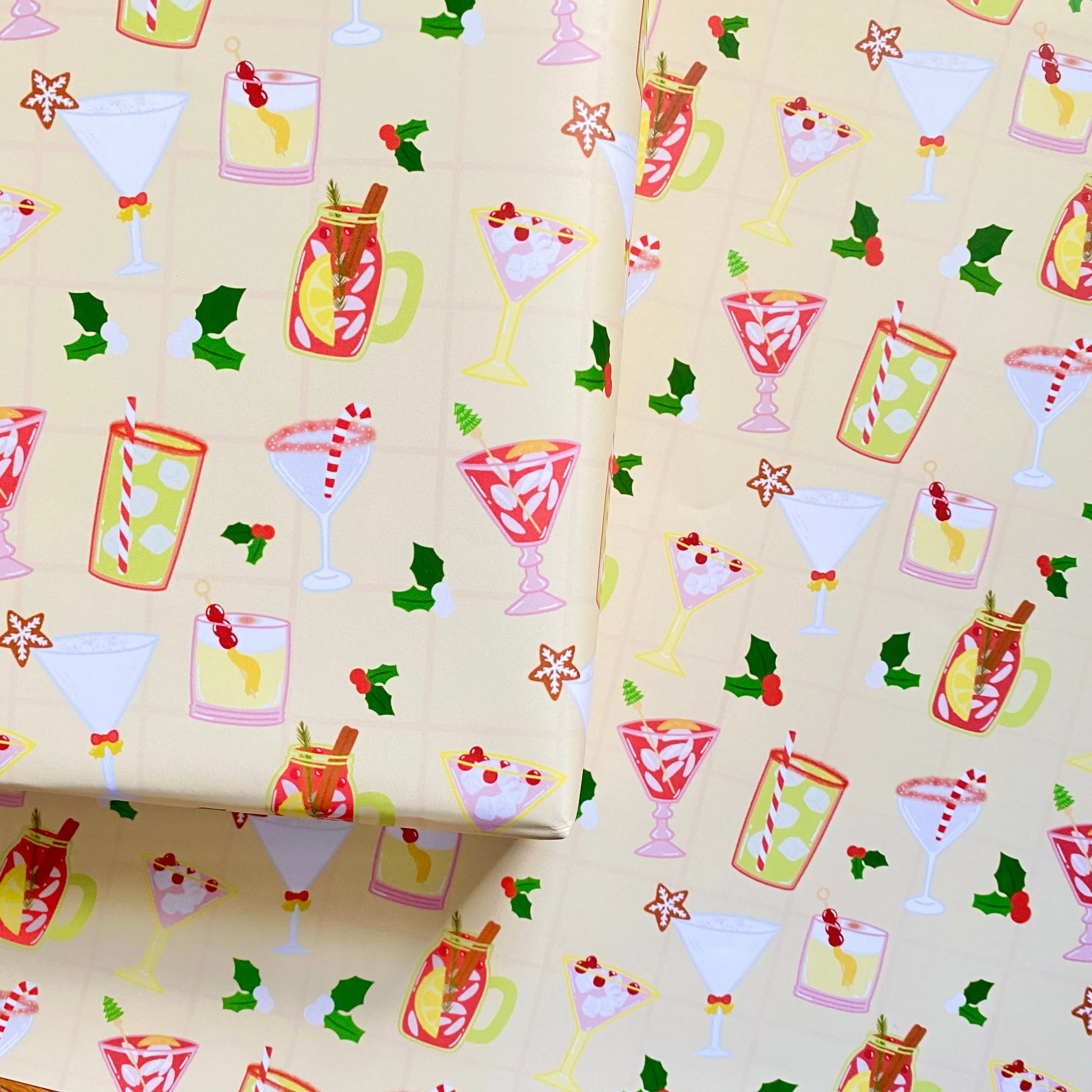 Holiday Cocktails Wrapping Paper