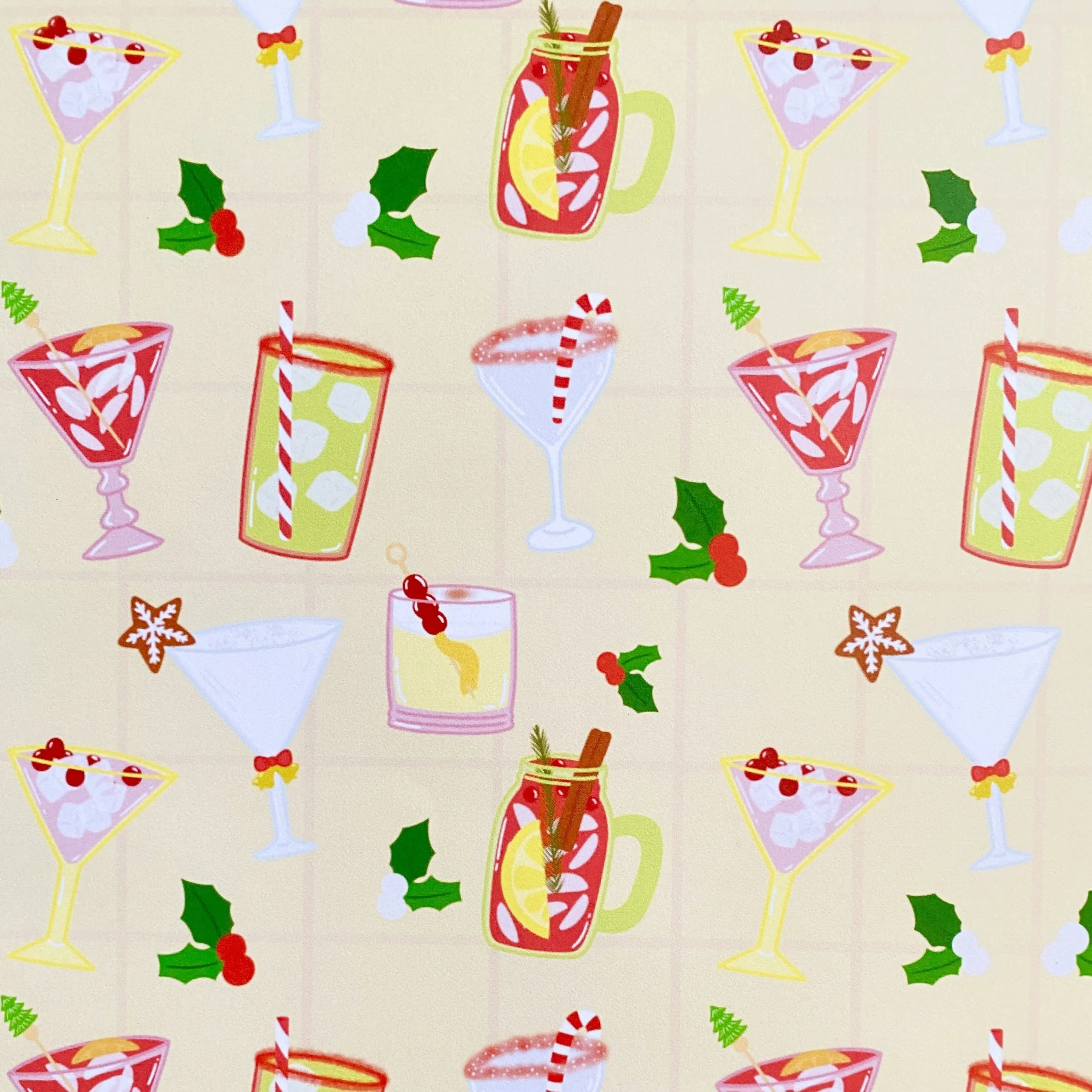 Holiday Cocktails Wrapping Paper