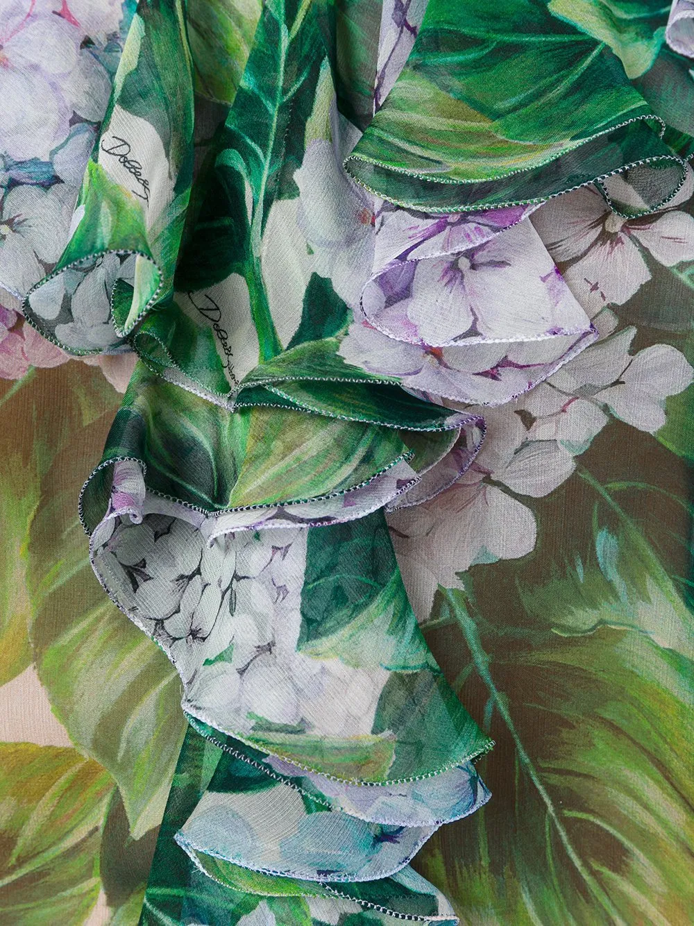 Hydrangea Print Ruffled Blouse