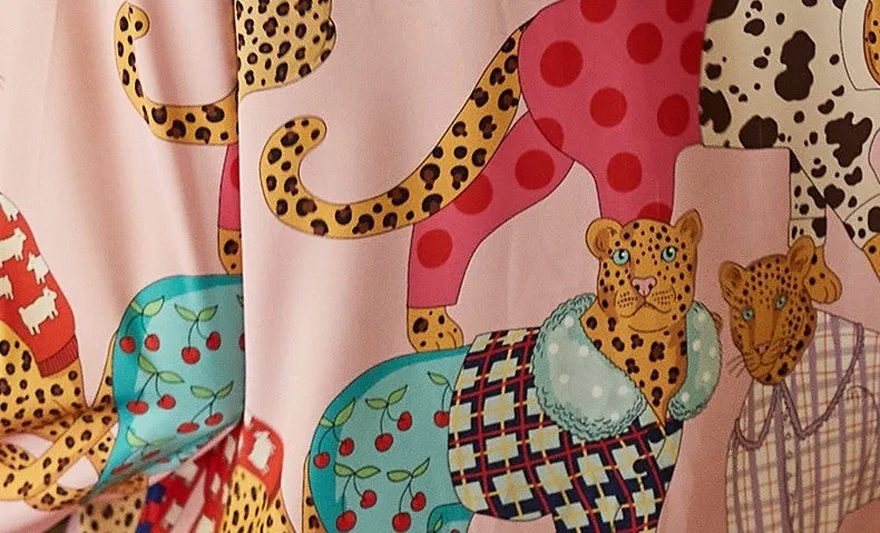 Ice Silk Short Sleeve & Shorts Cat Pajamas