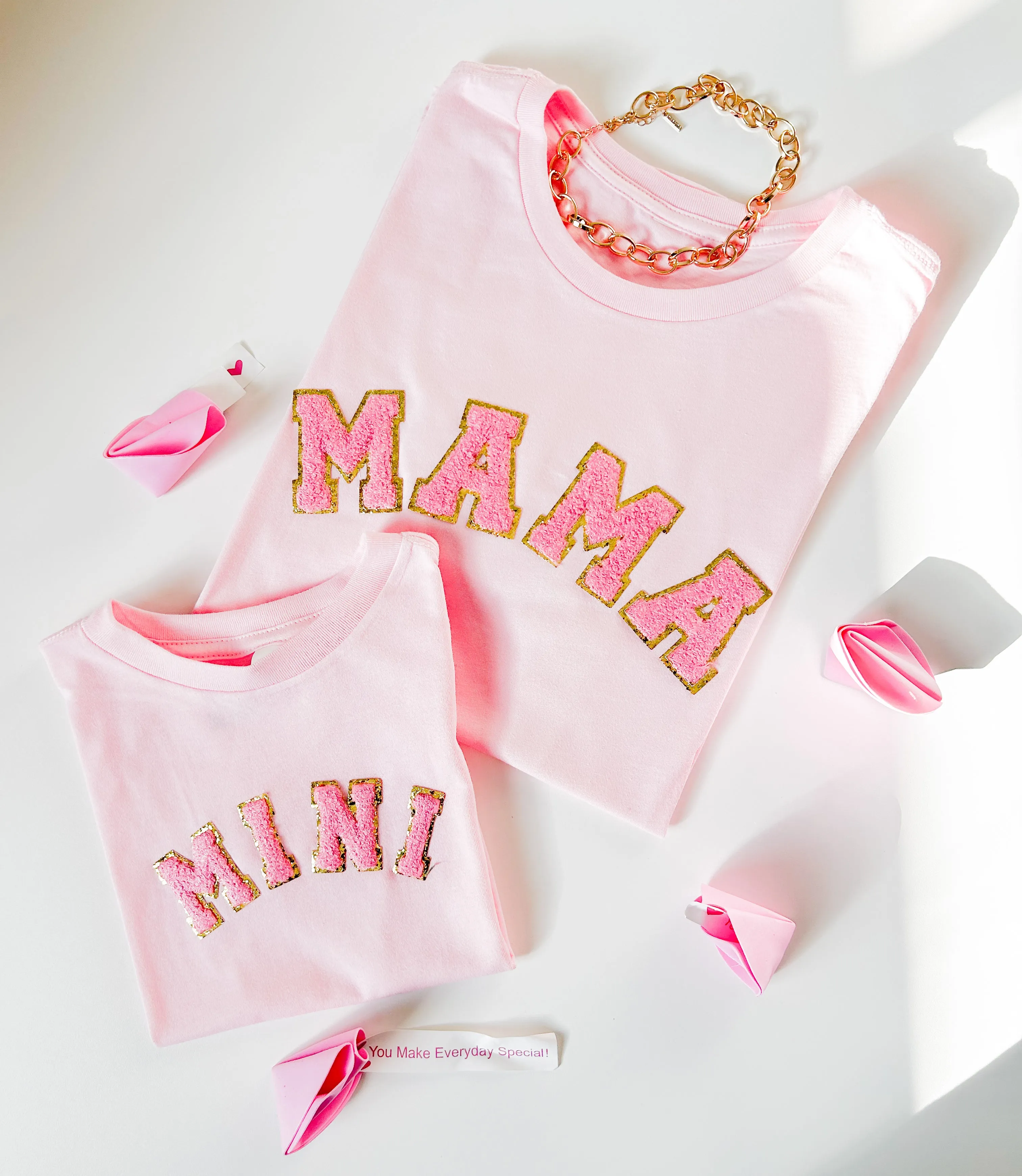 Mama and mini Matching Shirts with real chenille letters