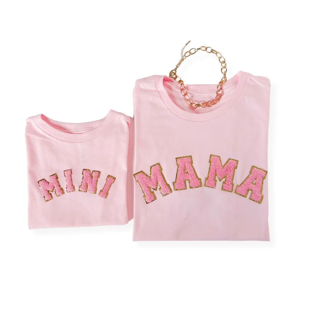 Mama and mini Matching Shirts with real chenille letters
