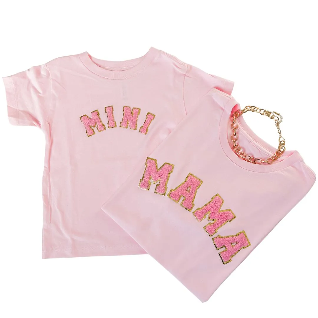 Mama and mini Matching Shirts with real chenille letters