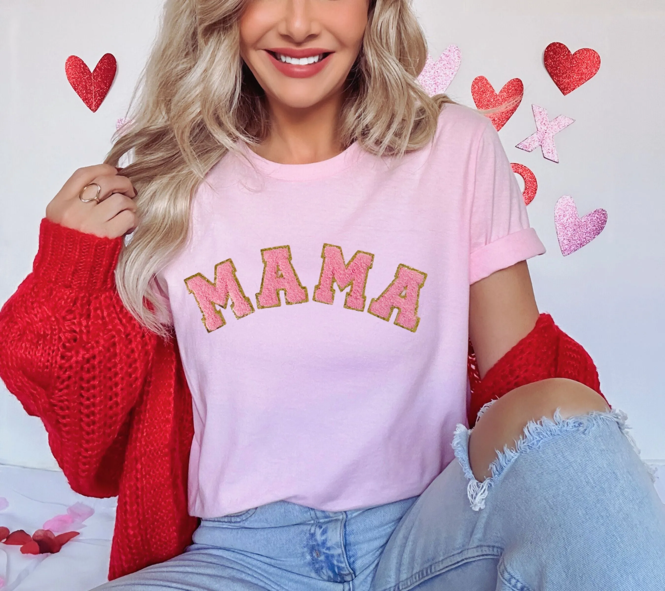 Mama and mini Matching Shirts with real chenille letters