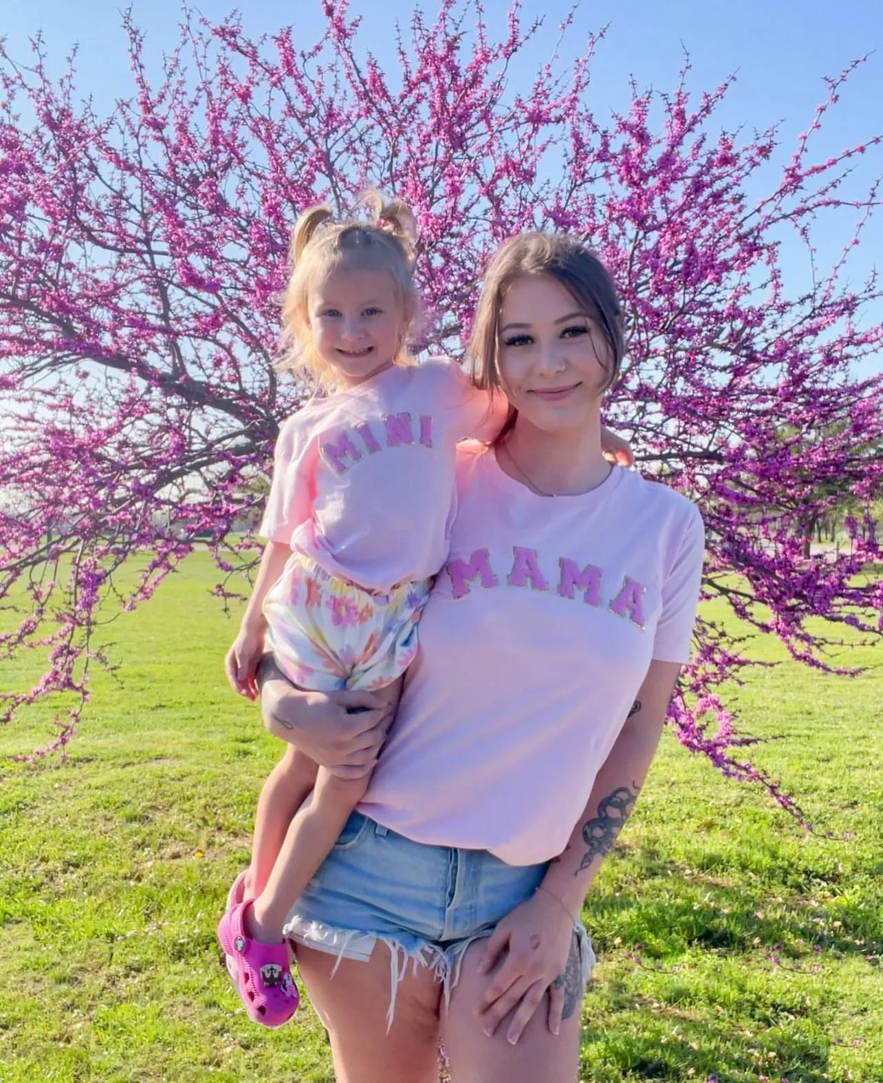 Mama and mini Matching Shirts with real chenille letters