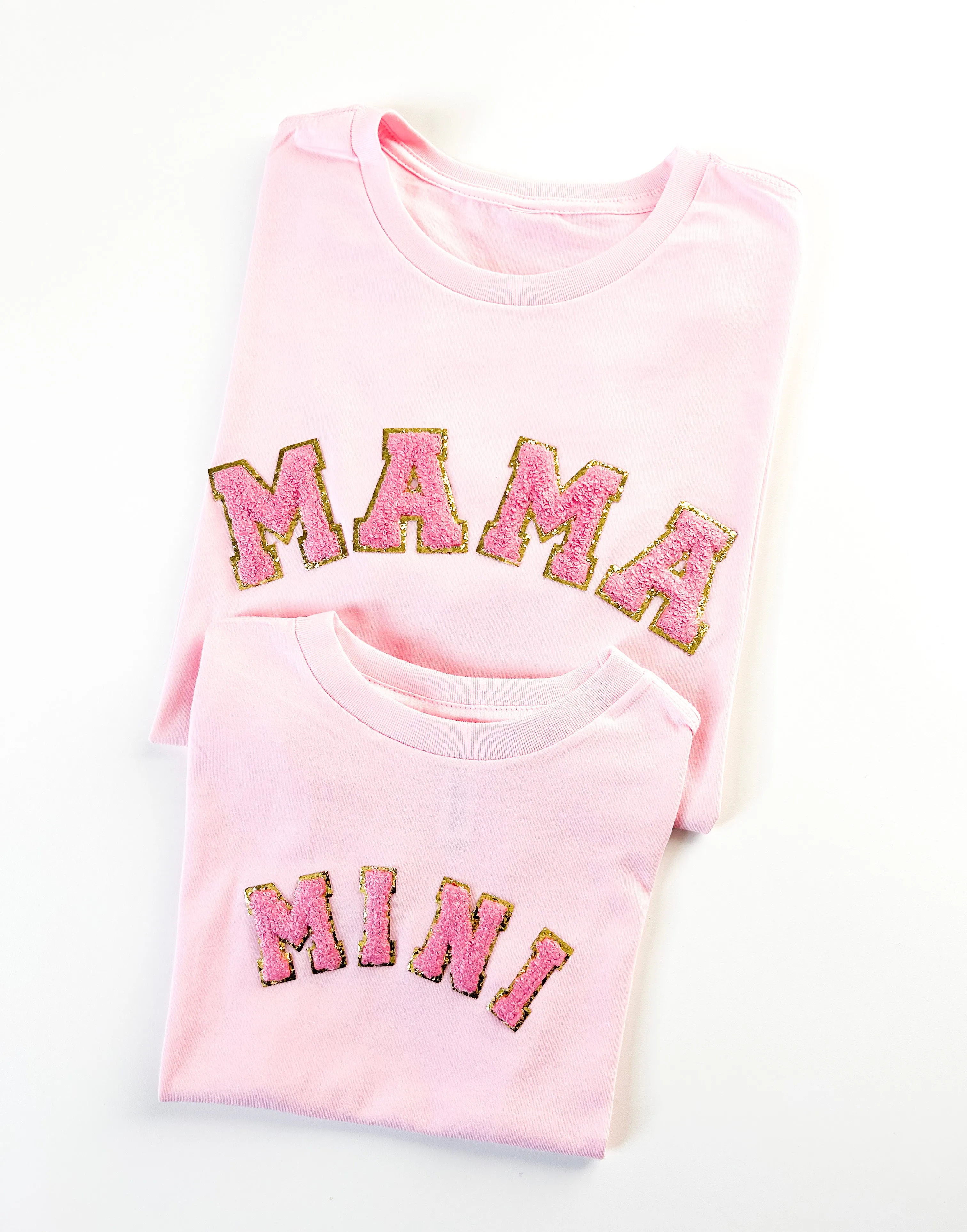 Mama and mini Matching Shirts with real chenille letters