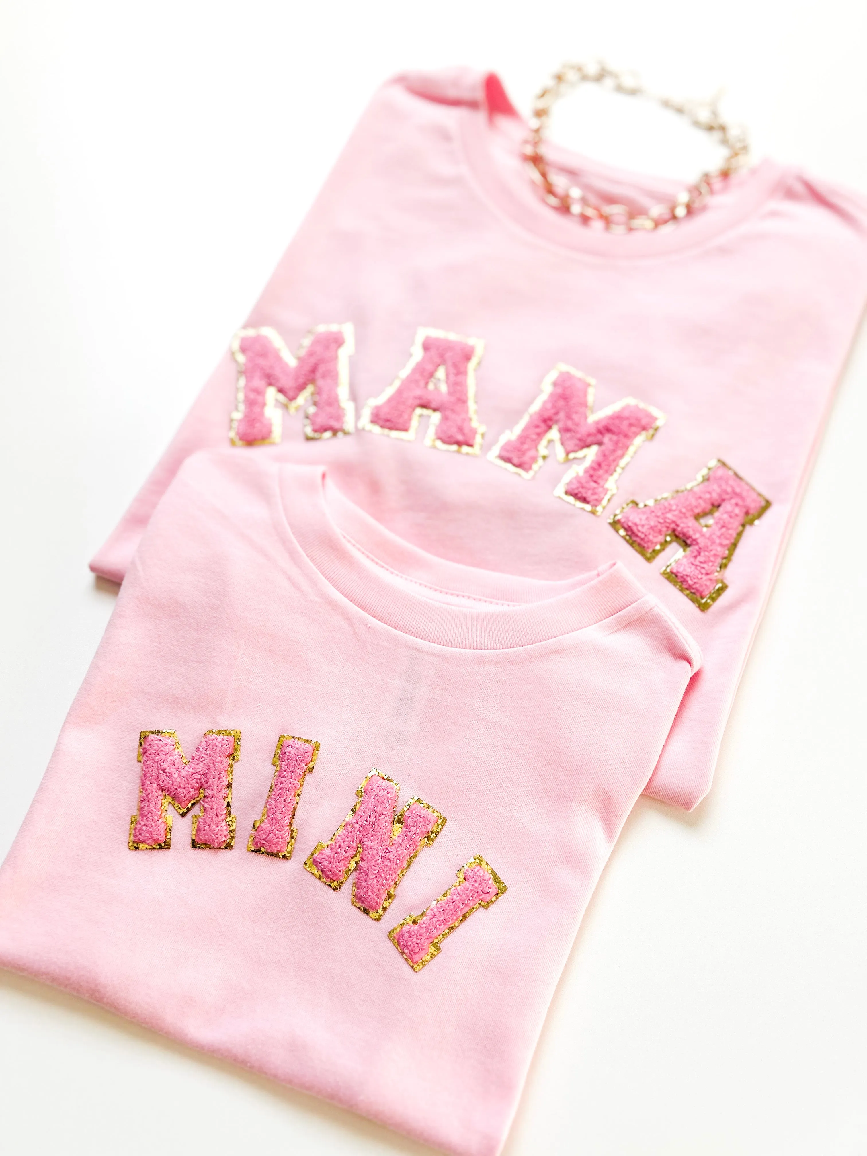 Mama and mini Matching Shirts with real chenille letters