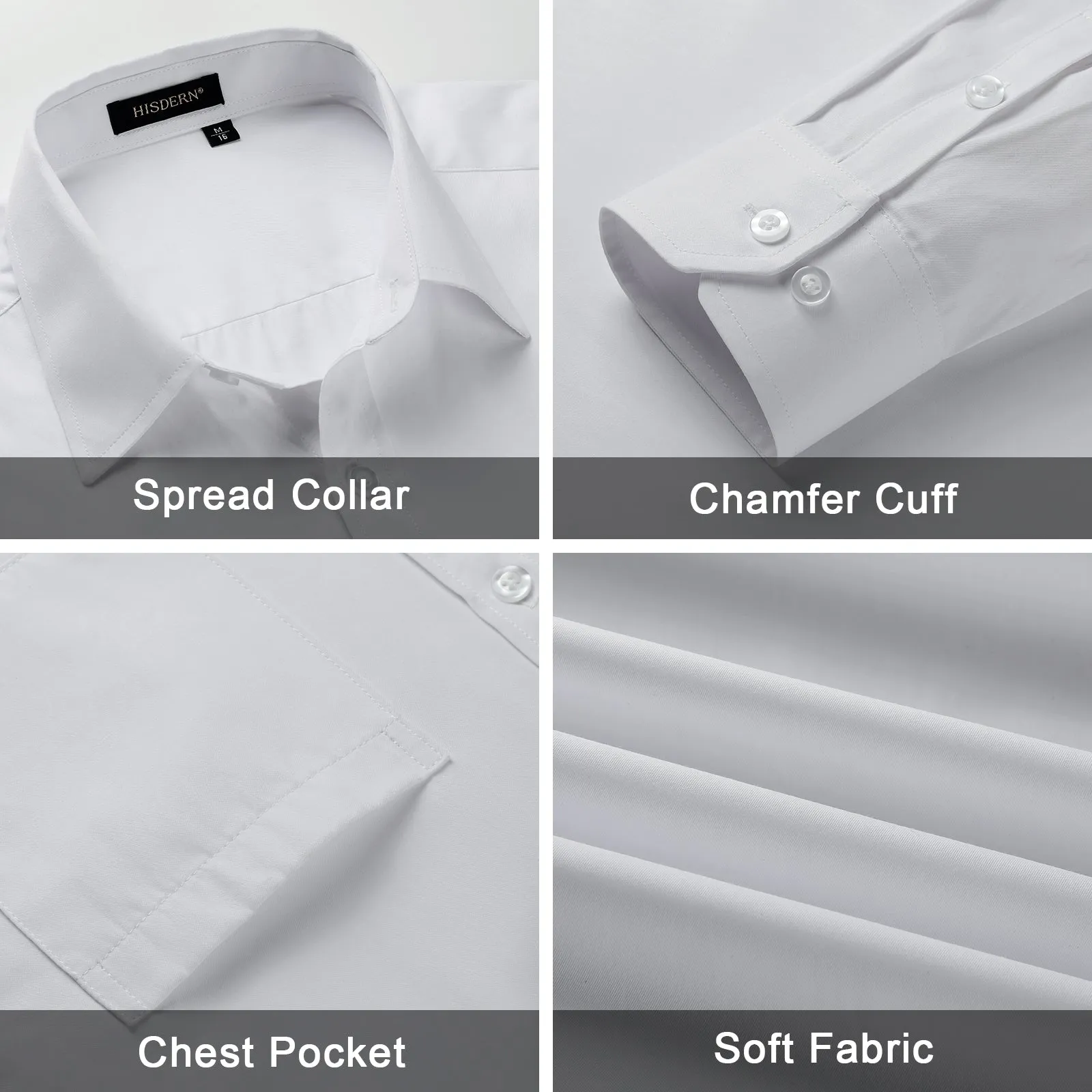 Men's Shirt with Tie Handkerchief Set - 02-WHITE/NAVY