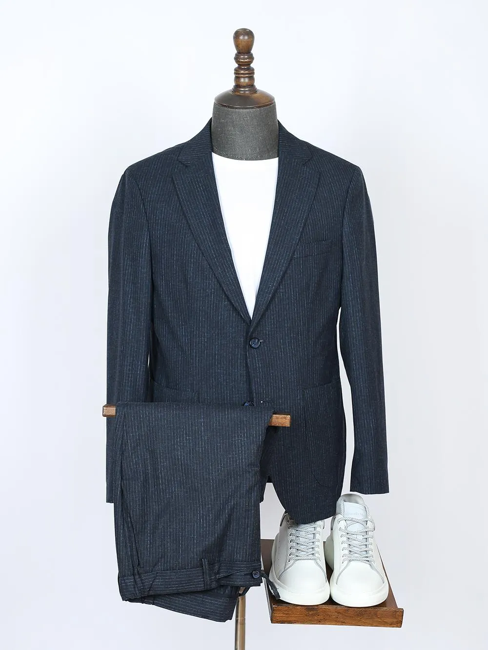 Ocean Blue Pure Linen Men Summer Suit