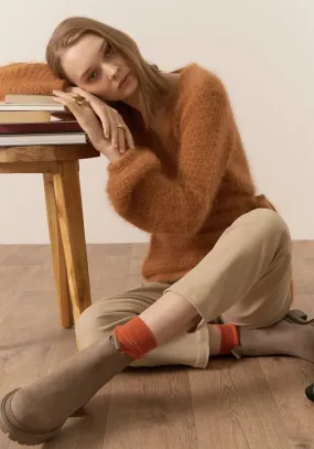 Pol Clothing Genus Pointelle Wrap Cardigan Toffee