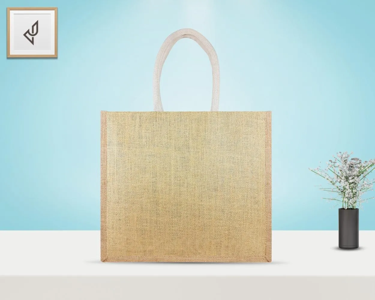 Premium Shopping Designer Jute Bag - Prepossessing and Dollish Handcrafted Lovesome Birds with Zipper (16 x 5 x 14 inches)