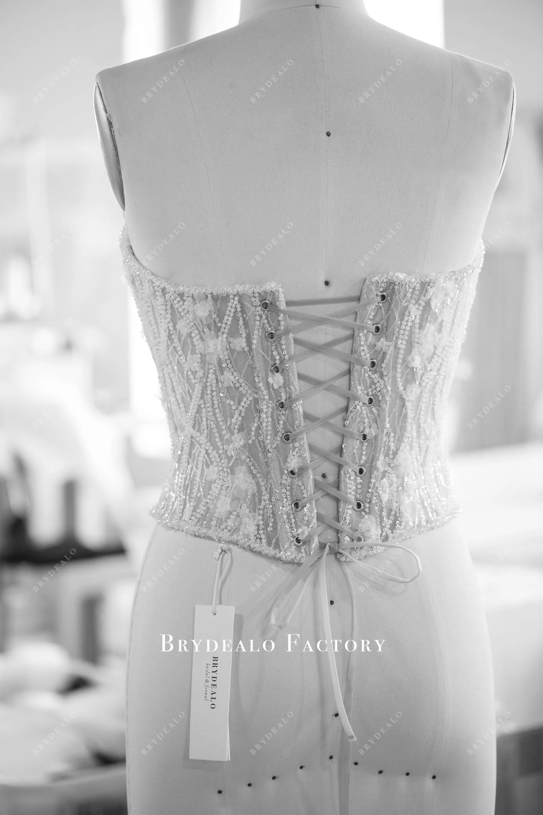 Two-Piece Sparkly Bridal Beaded Flowers Top & Chiffon Pants