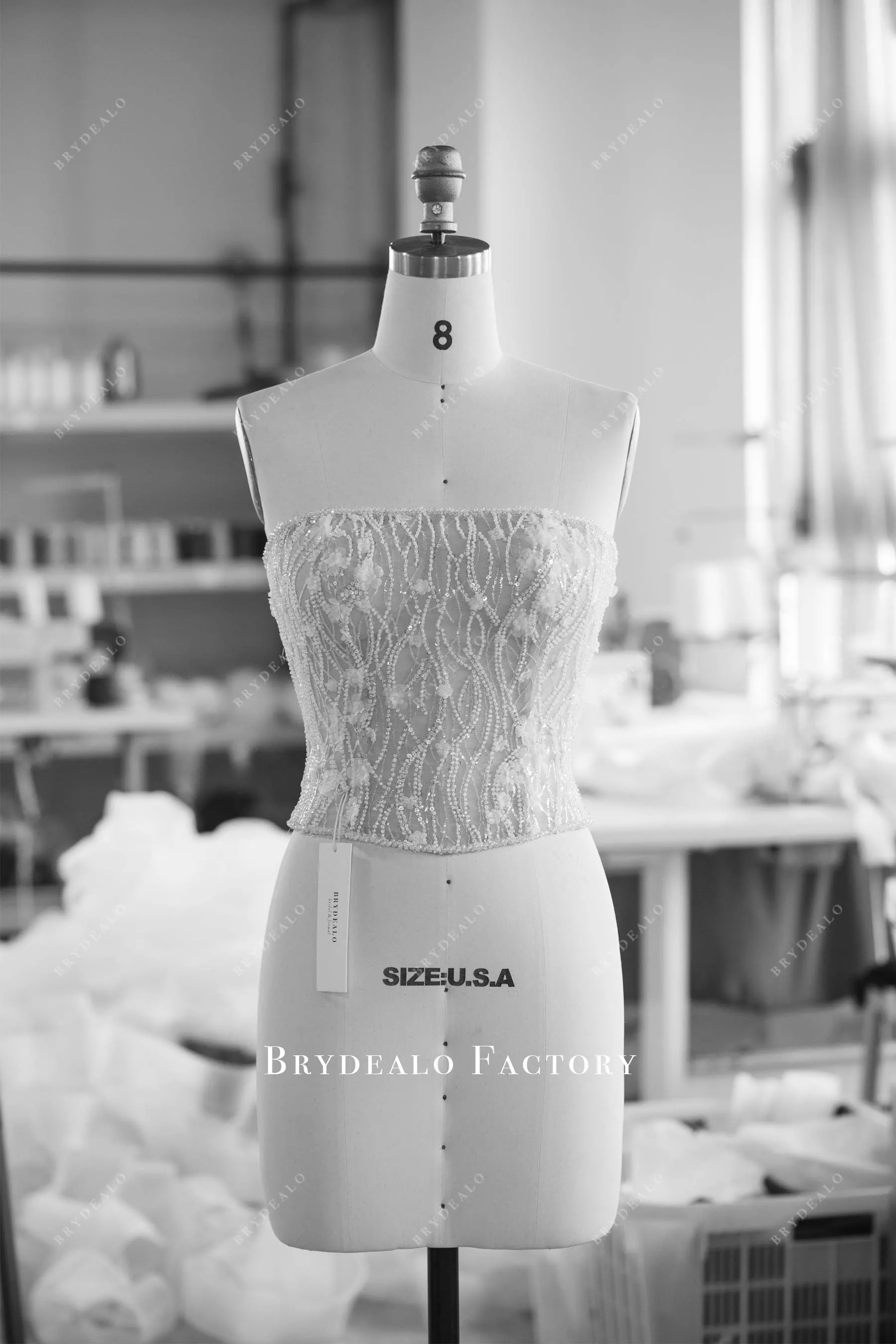 Two-Piece Sparkly Bridal Beaded Flowers Top & Chiffon Pants