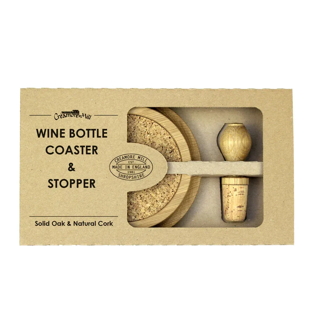Wine Coaster & Oak Stopper Set (Gift Box)