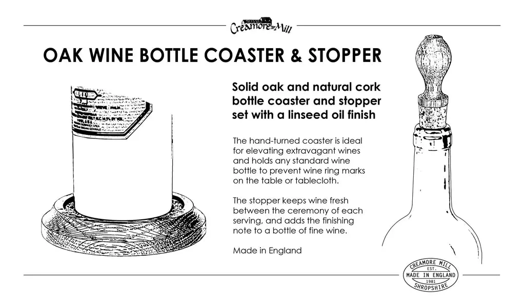 Wine Coaster & Oak Stopper Set (Gift Box)