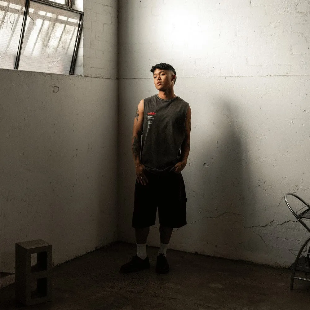 WNDRR Club De Boxe Muscle Top - Washed Black