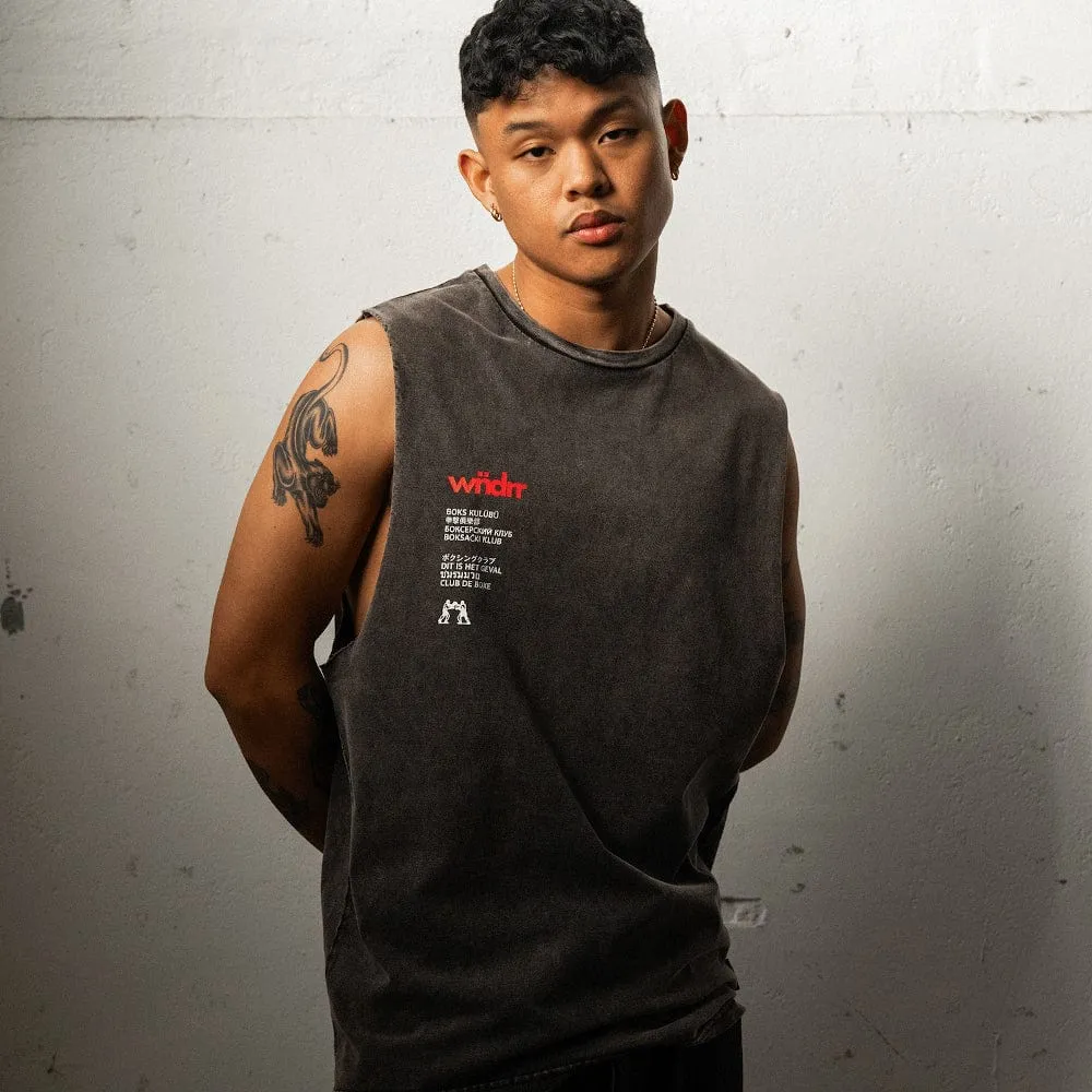 WNDRR Club De Boxe Muscle Top - Washed Black