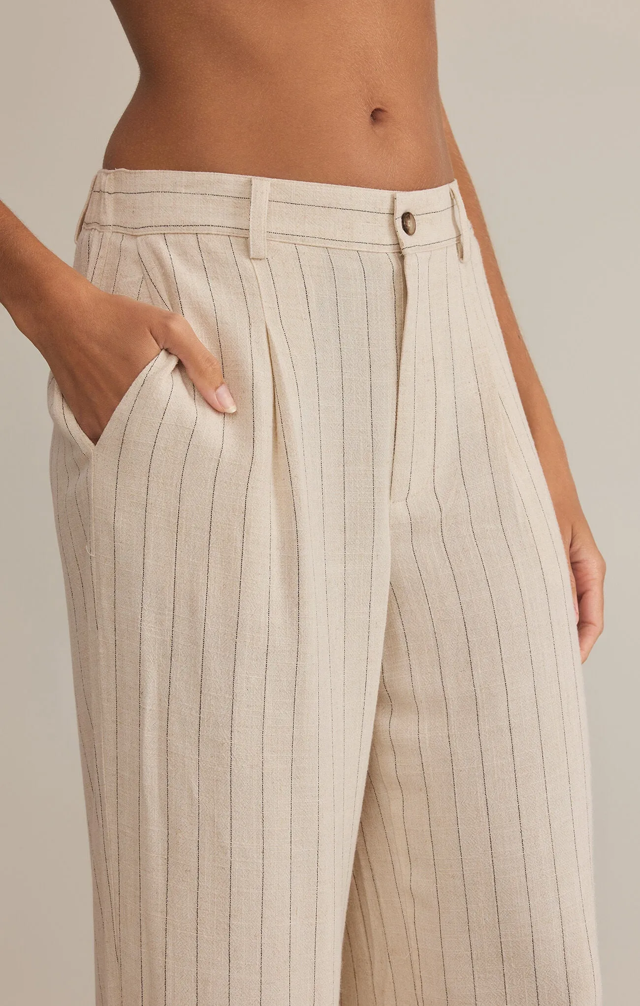 Z Supply Bennett Pinstripe Pant in Flax